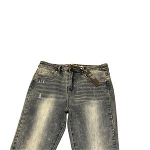 Tractr Blue Cropped Indigo Dyed Straight Leg Denim Raw Hem Jeans Size 10/30